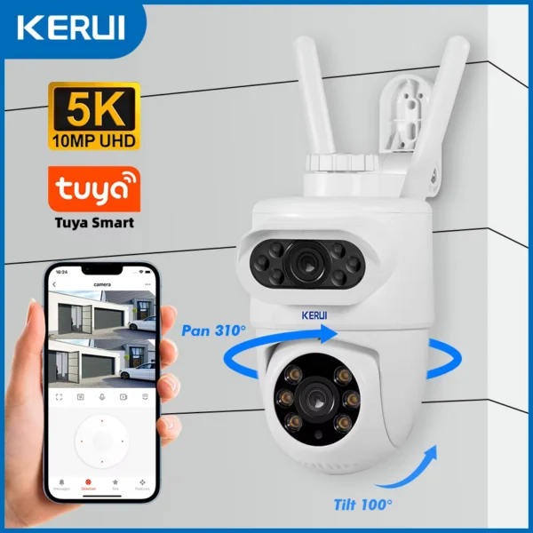 KERUI 10MP 5K PTZ Dual Lens Outdoor Security Camera