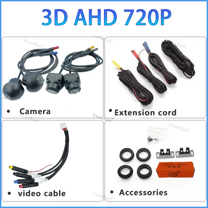 Car Camera 360° Panoramic Imaging System 3D AHD 720P 1080P