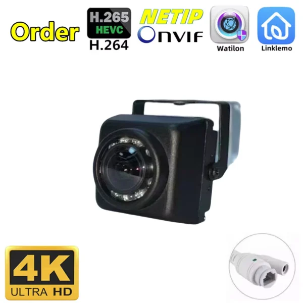 4K 8MP Mini IP67 Waterproof 1.7mm Fisheye POE IP Camera