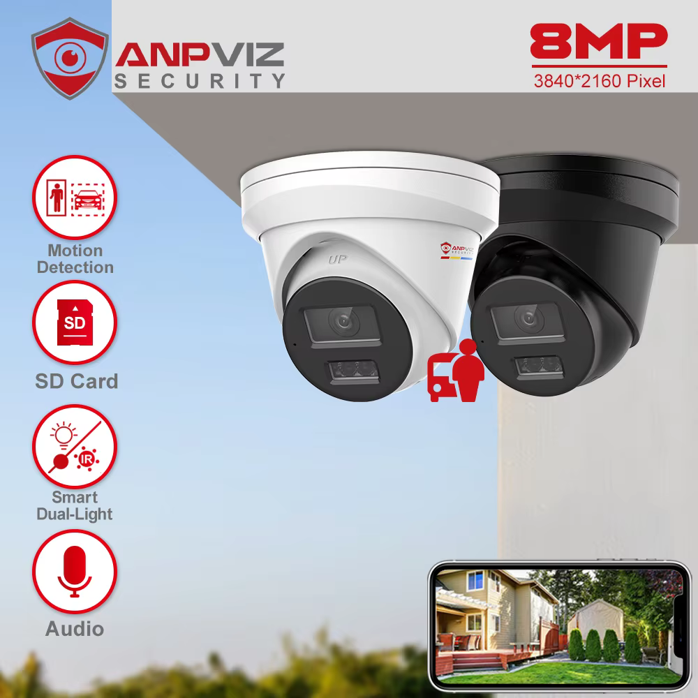Anpviz 8MP 4K POE IP Turret Camera Outdoor Color Vision