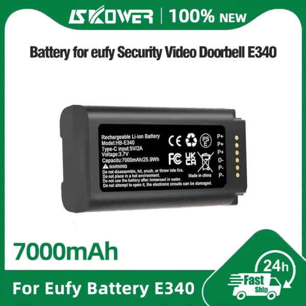 7000mAh Rechargeable Battery for Eufy Video Doorbells