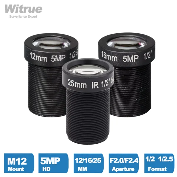 Witrue 5MP M12 CCTV Camera Lens - 12mm 16mm 25mm Options