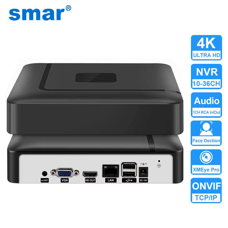 smar H.265 CCTV NVR Face Detection 10CH-36CH 4K Output