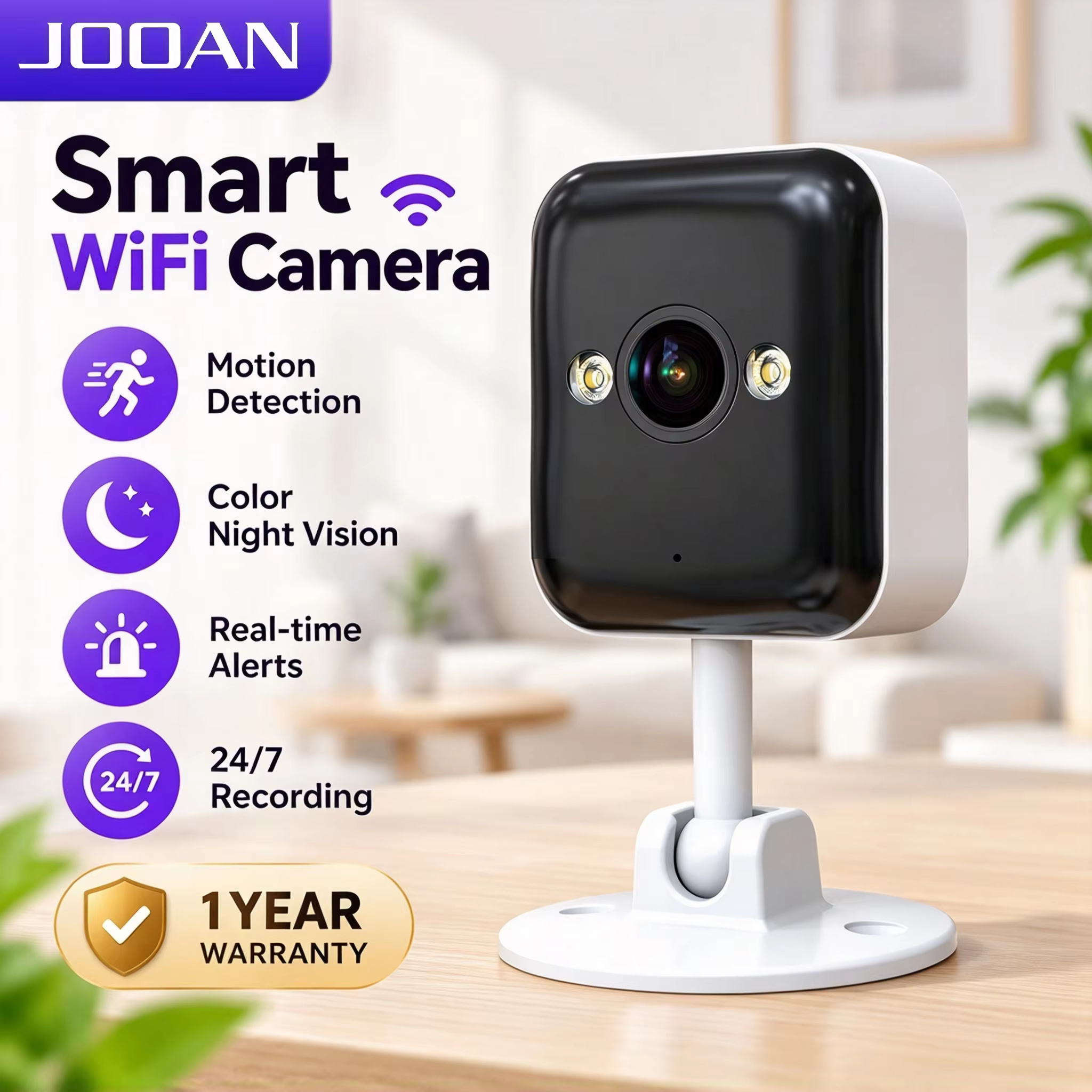 JOOAN 3MP Indoor WiFi Security Camera with Night Vision