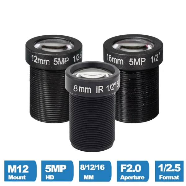 HD 5MP CCTV Lens 8mm 12mm 16mm M12 Mount IR Board