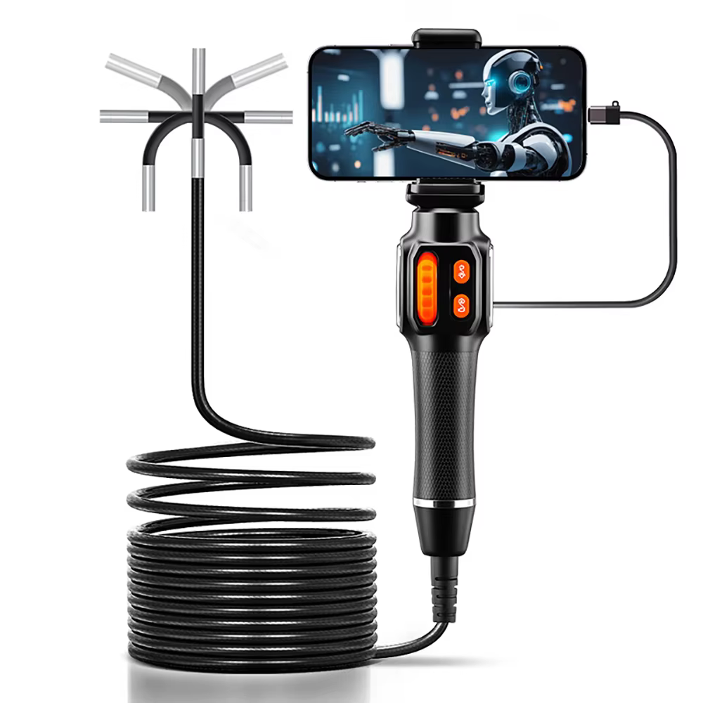 4K UHD Articulating Borescope Camera with 360° Tip for iOS/Android