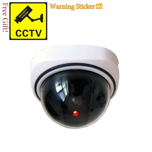 Creative White Dome Dummy CCTV Camera with Blinking LED