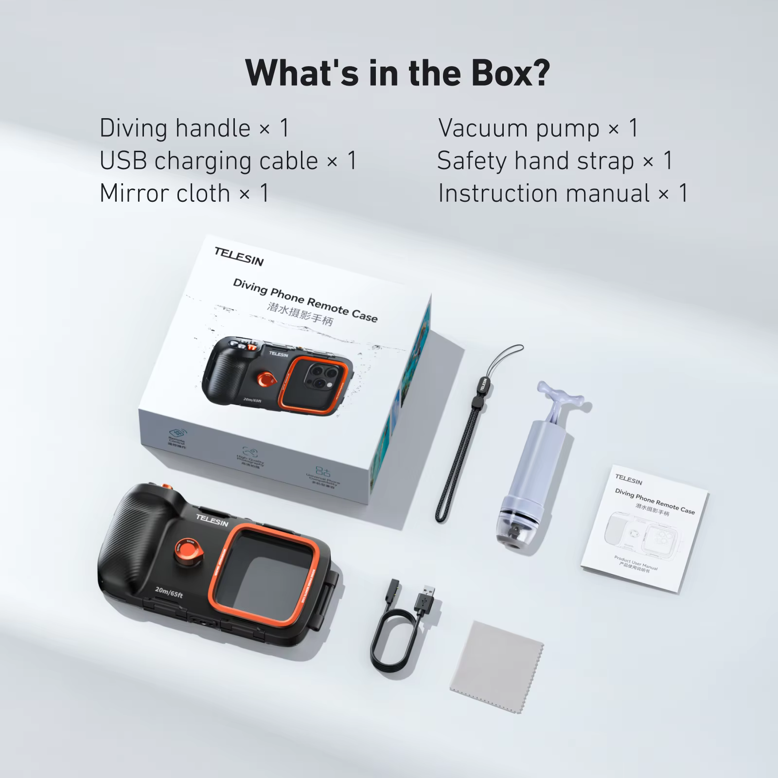 TELESIN Waterproof Diving Phone Case with Grip & Remote