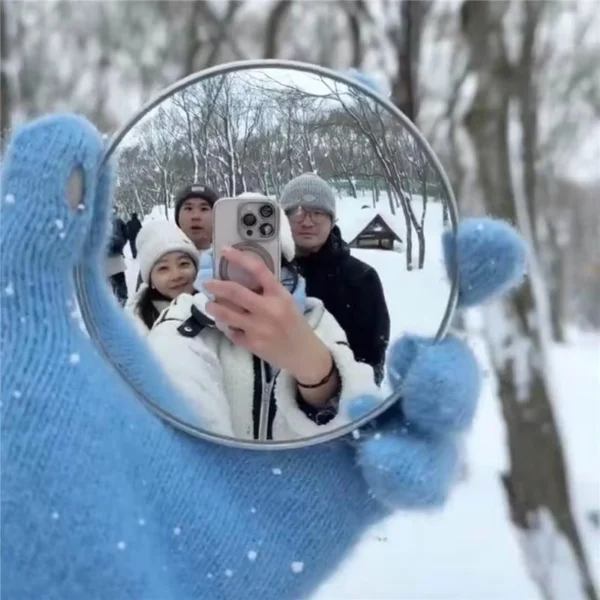 Travel Portable Handheld Selfie Mirror with HD Convex Lens