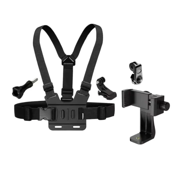 Adjustable Black Phone Clip Holder with Chest Strap Fixation