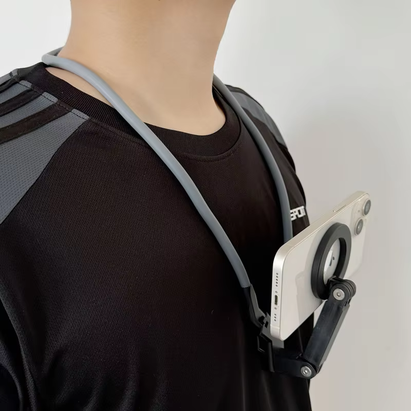 Magnetic Neck Phone Holder with Tripod & Adjustable Arms