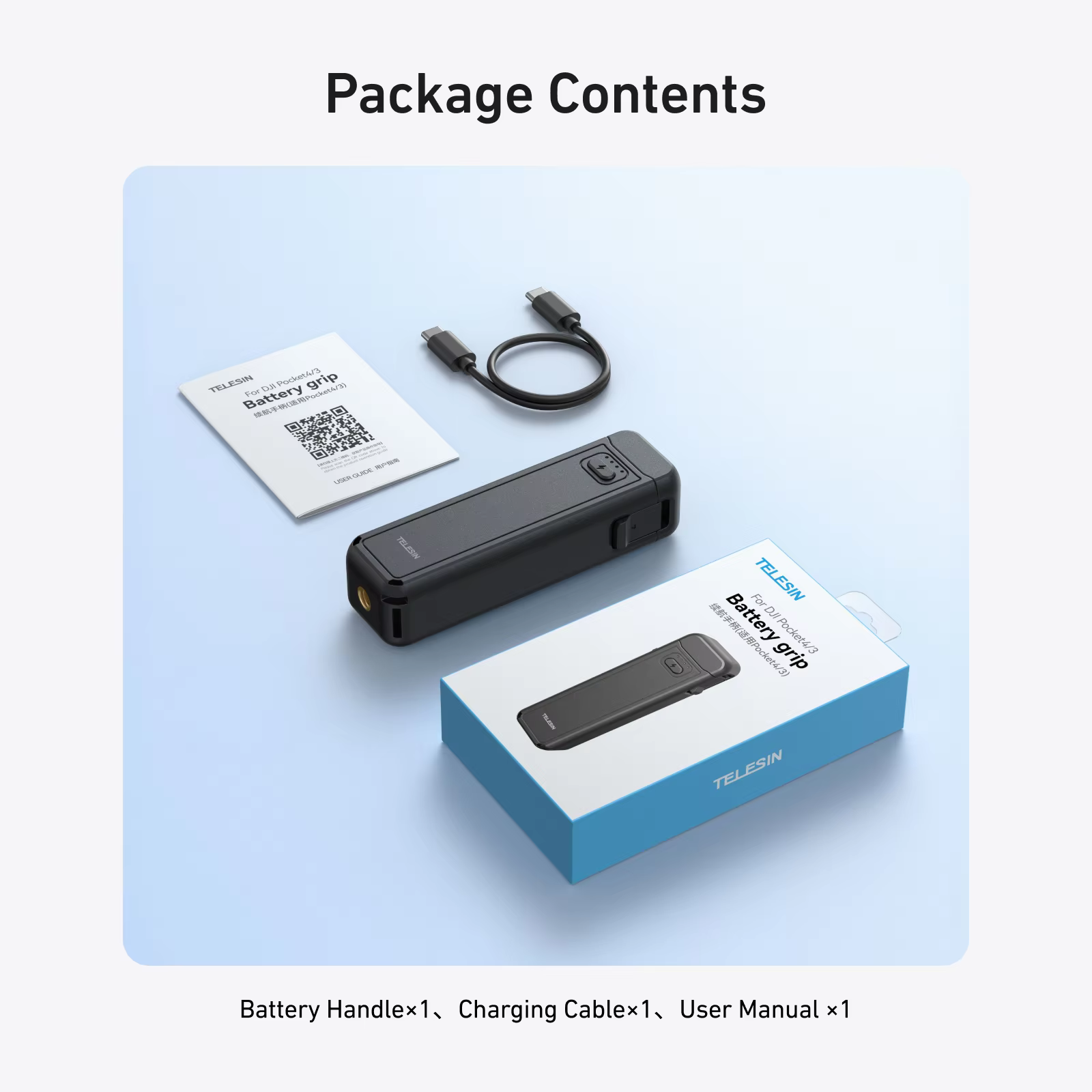 TELESIN 5000mAh Battery Handle for DJI Osmo Pocket 4/3