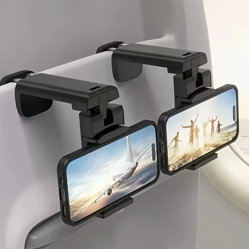 Portable Foldable Airplane Phone Holder with Rotatable Clip