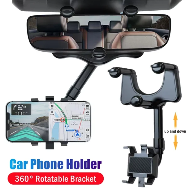 360° Adjustable Car Rearview Mirror Phone Holder