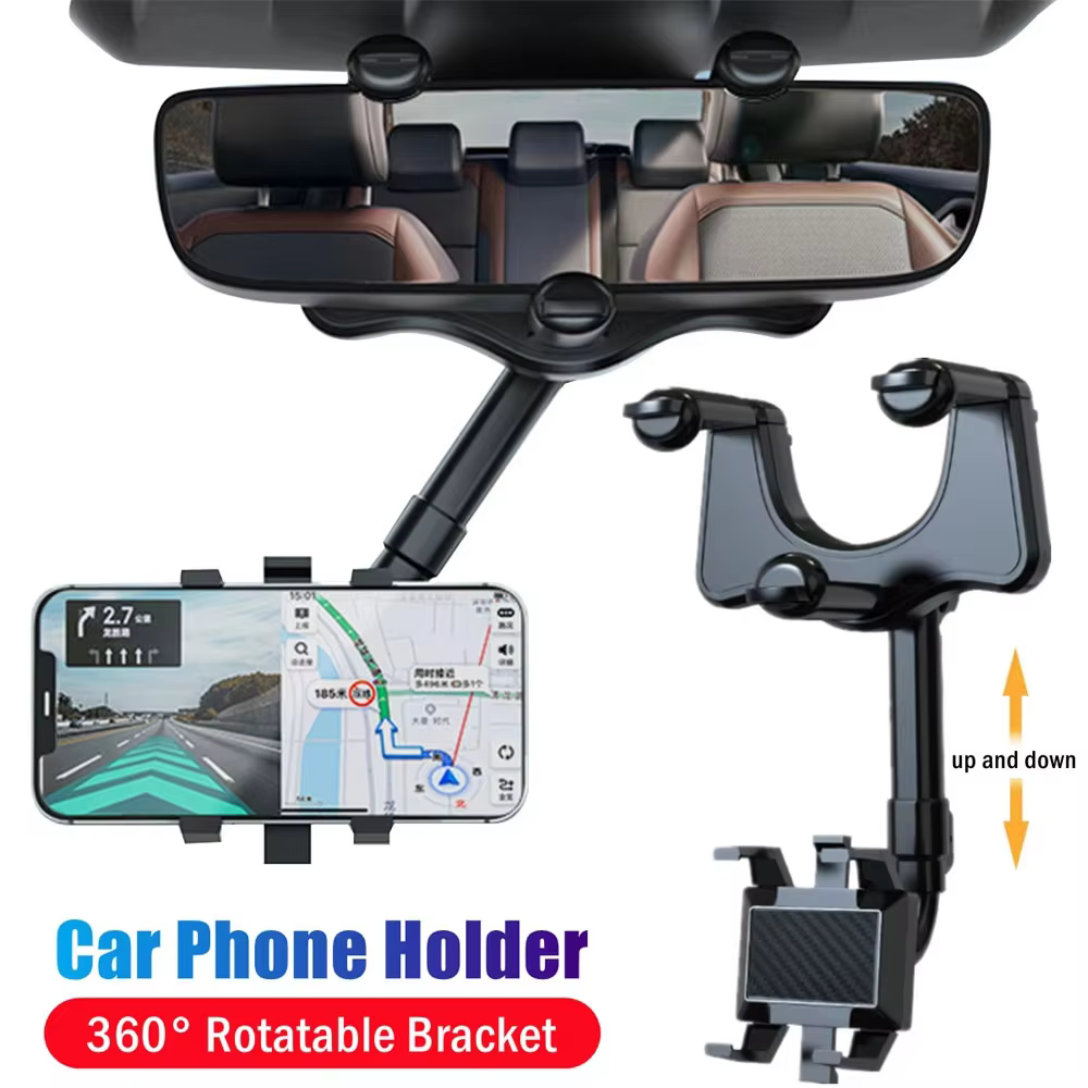 360° Adjustable Car Rearview Mirror Phone Holder