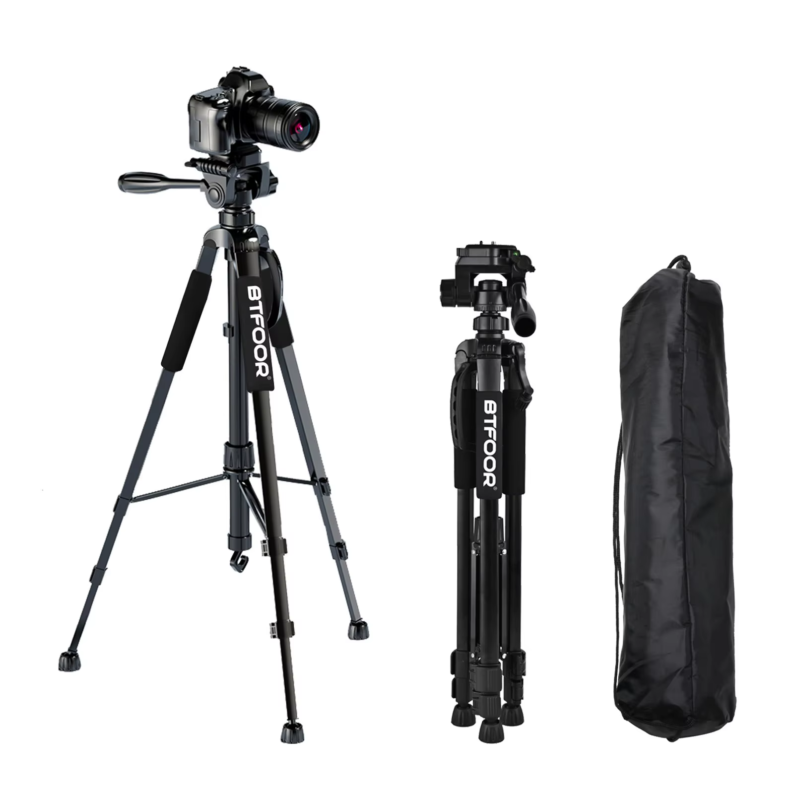 BTFOOR 55'' Aluminum Travel Tripod with Quick Release Mount
