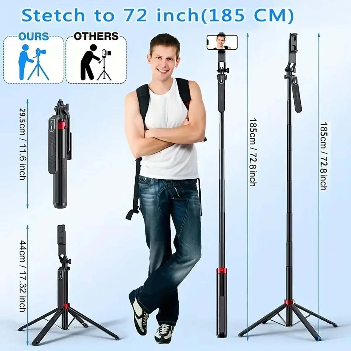 Portable Aluminum Camera Tripod with Wireless Remote and 360° Rotation