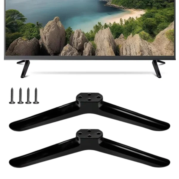 Universal Black TV Base Stand Legs with Non-slip Pads
