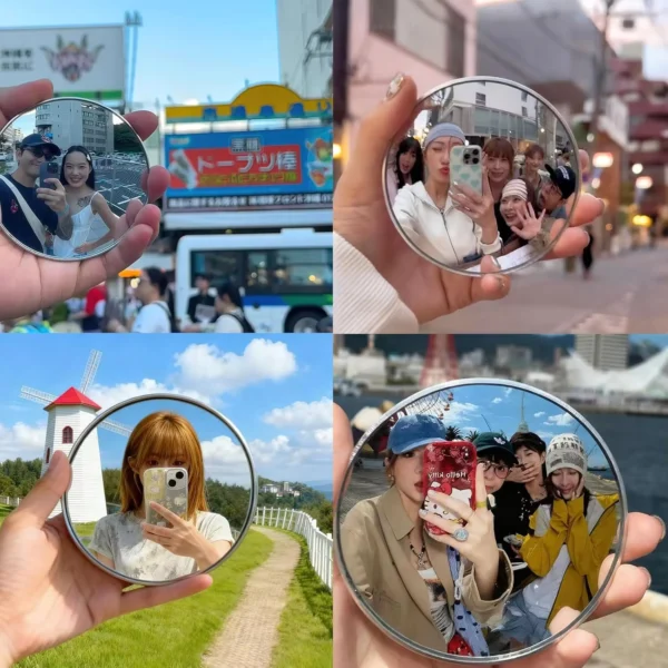Portable 7.5cm/9.5cm Handheld Convex Selfie Mirror