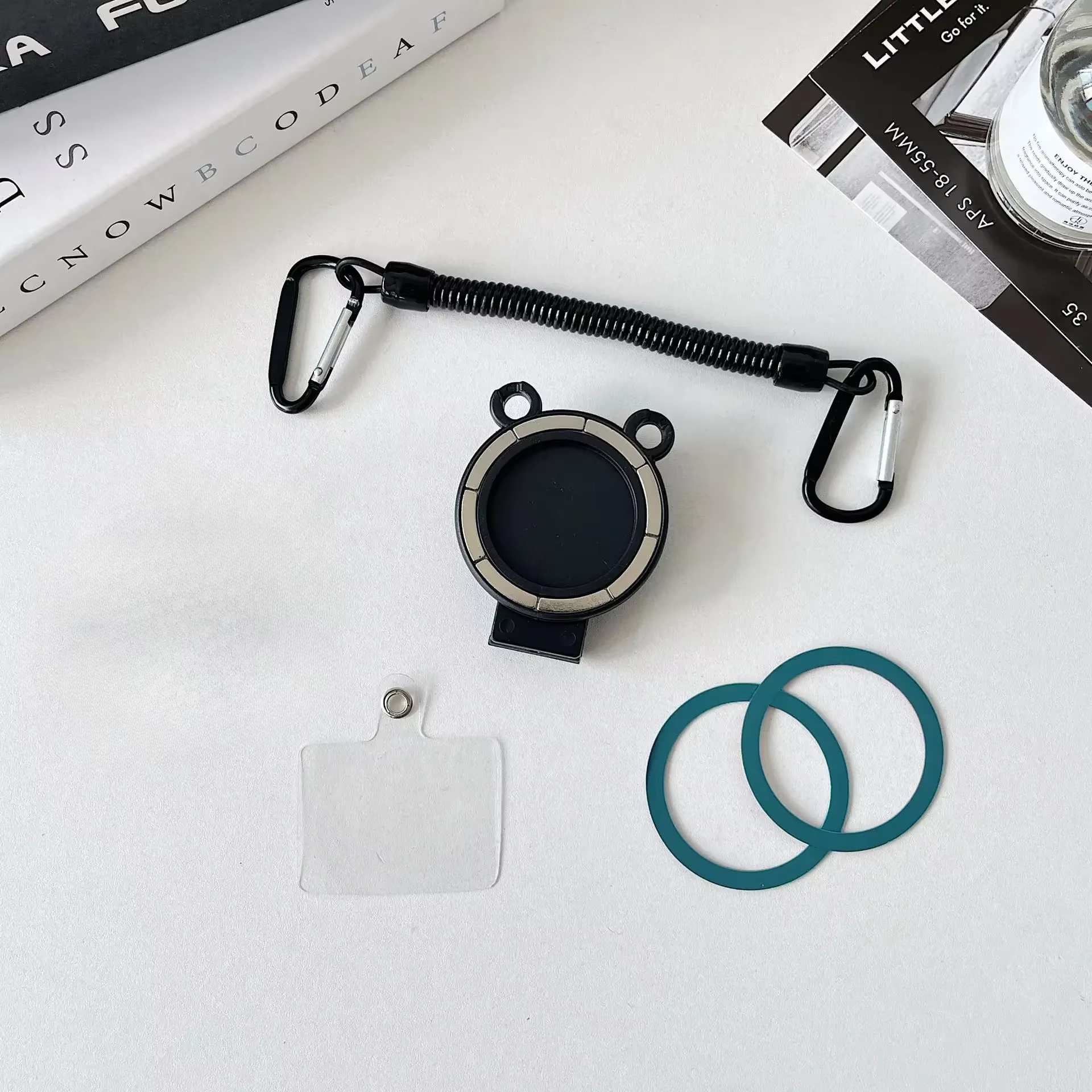 Magnetic Clip Phone Holder with Elastic Rope for iPhone 13-16