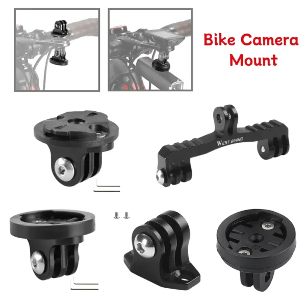 Aluminum Bike Camera & Light Mount Adapter for Garmin Gopro