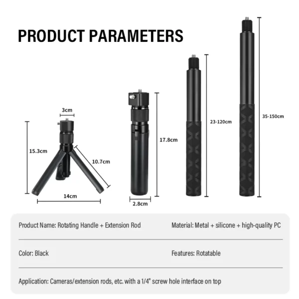 1.2m 1.5m Carbon Fiber Invisible Selfie Stick for Insta360 X5 X4 X3 DJI Osmo