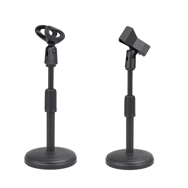 Adjustable Desktop Microphone Stand with Weighted Disc Base