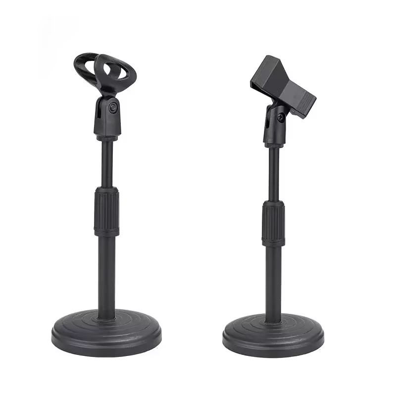 Adjustable Desktop Microphone Stand with Weighted Disc Base
