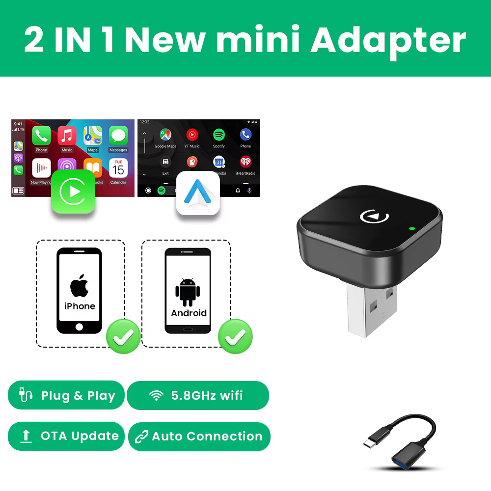 Wireless 2-in-1 CarPlay & Android Auto Adapter