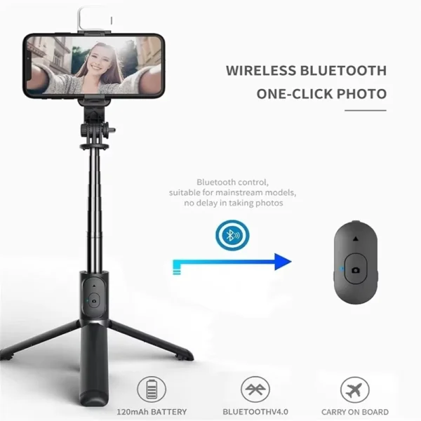 Wireless Bluetooth Selfie Stick Tripod Stand with Fill Light