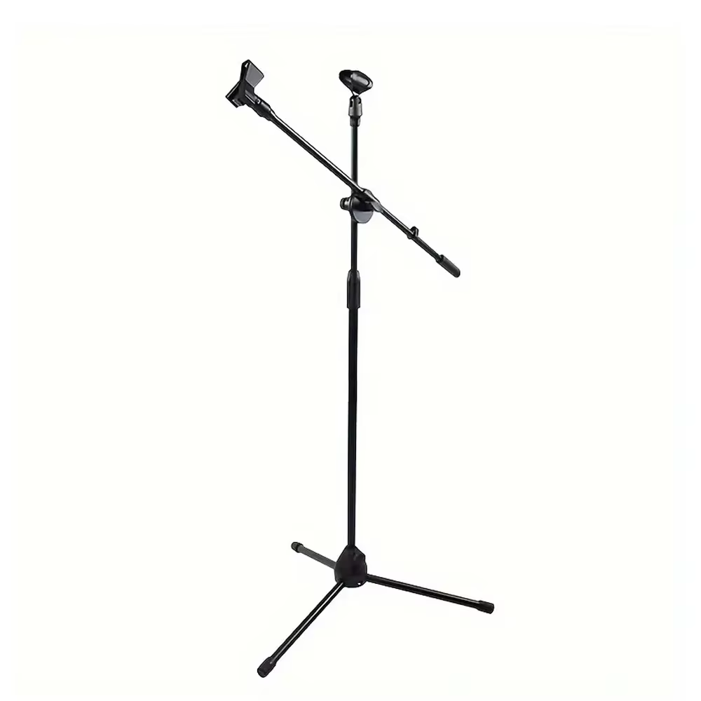 Adjustable Boom Microphone Stand with Dual Clip Holders