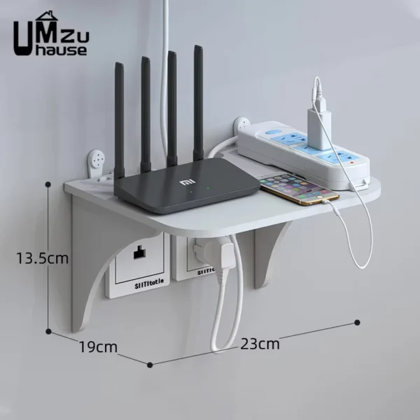 Wall Mount Floating Shelf with Hook for Router and Devices