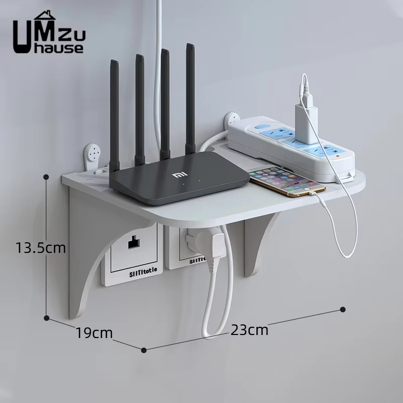 Wall Mount Floating Shelf with Hook for Router and Devices