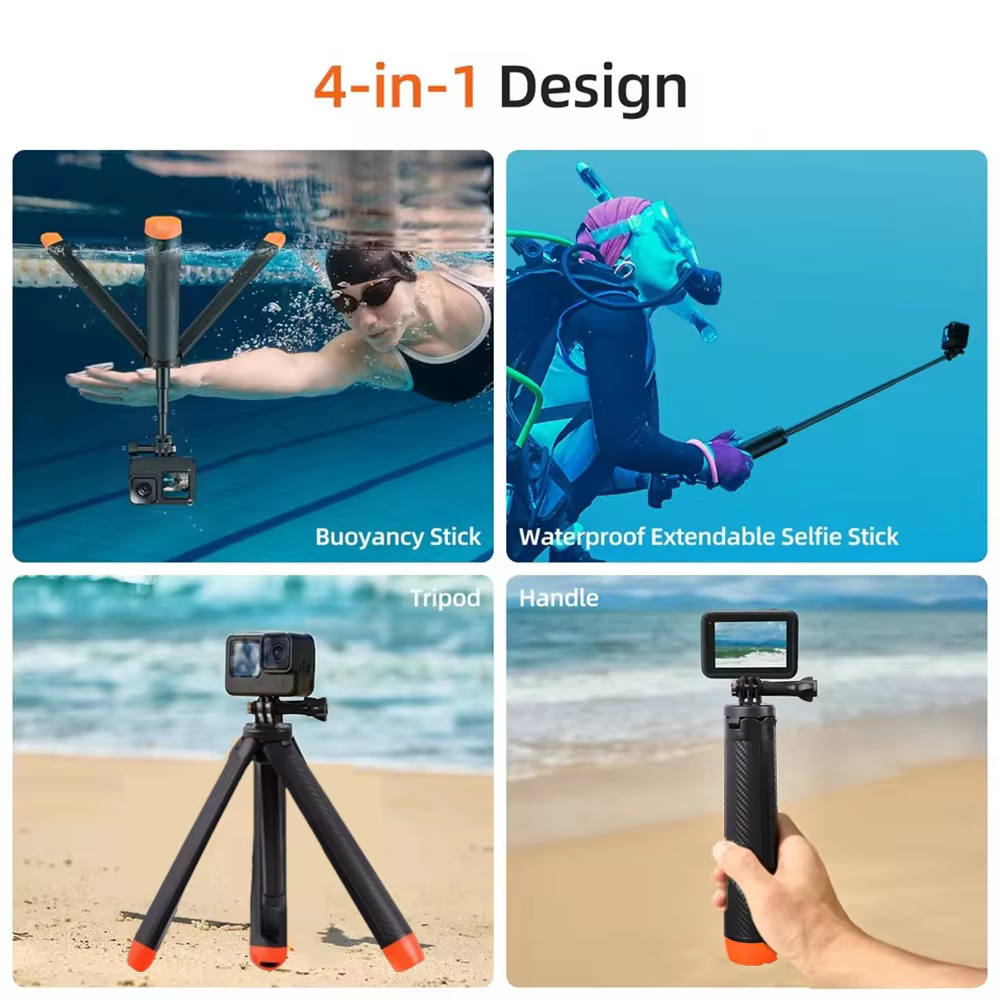 Extendable Underwater Selfie Stick Tripod for Sports Cameras