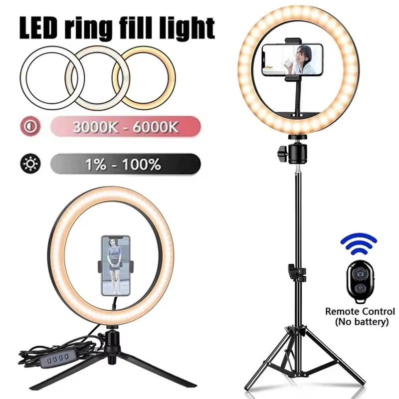 LED Selfie Ring Light with USB Remote and Tripod Stand