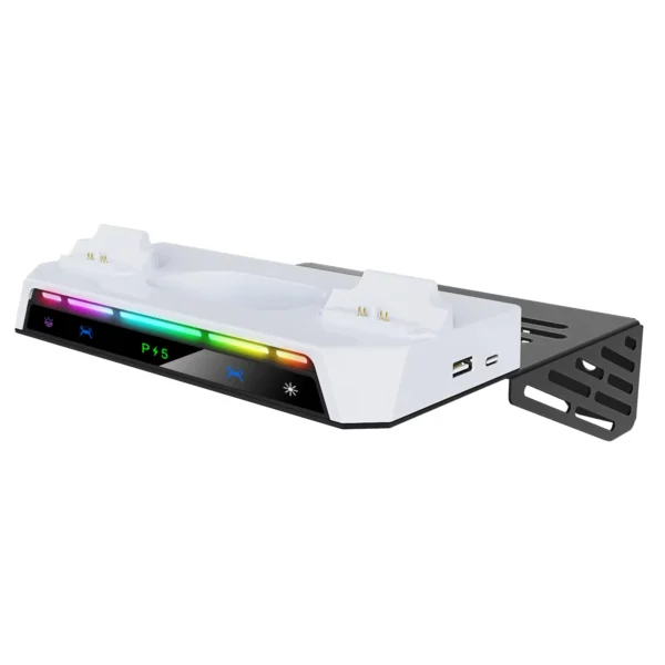 Wall Mount Kit for PS5 Console with RGB Light & Charger