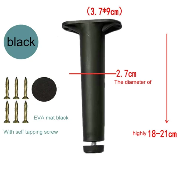 Telescopic Adjustable Bed Beam Support Foot in Black