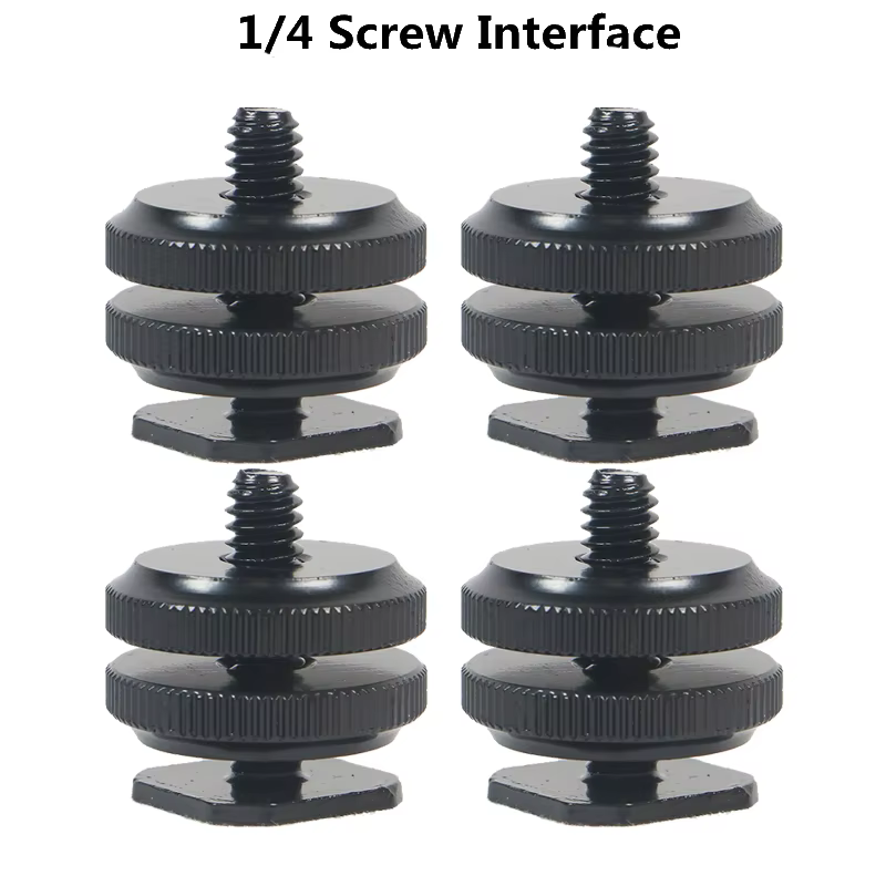 Dual Nut Cold Shoe Mount Adapter for Camera Hot Shoe