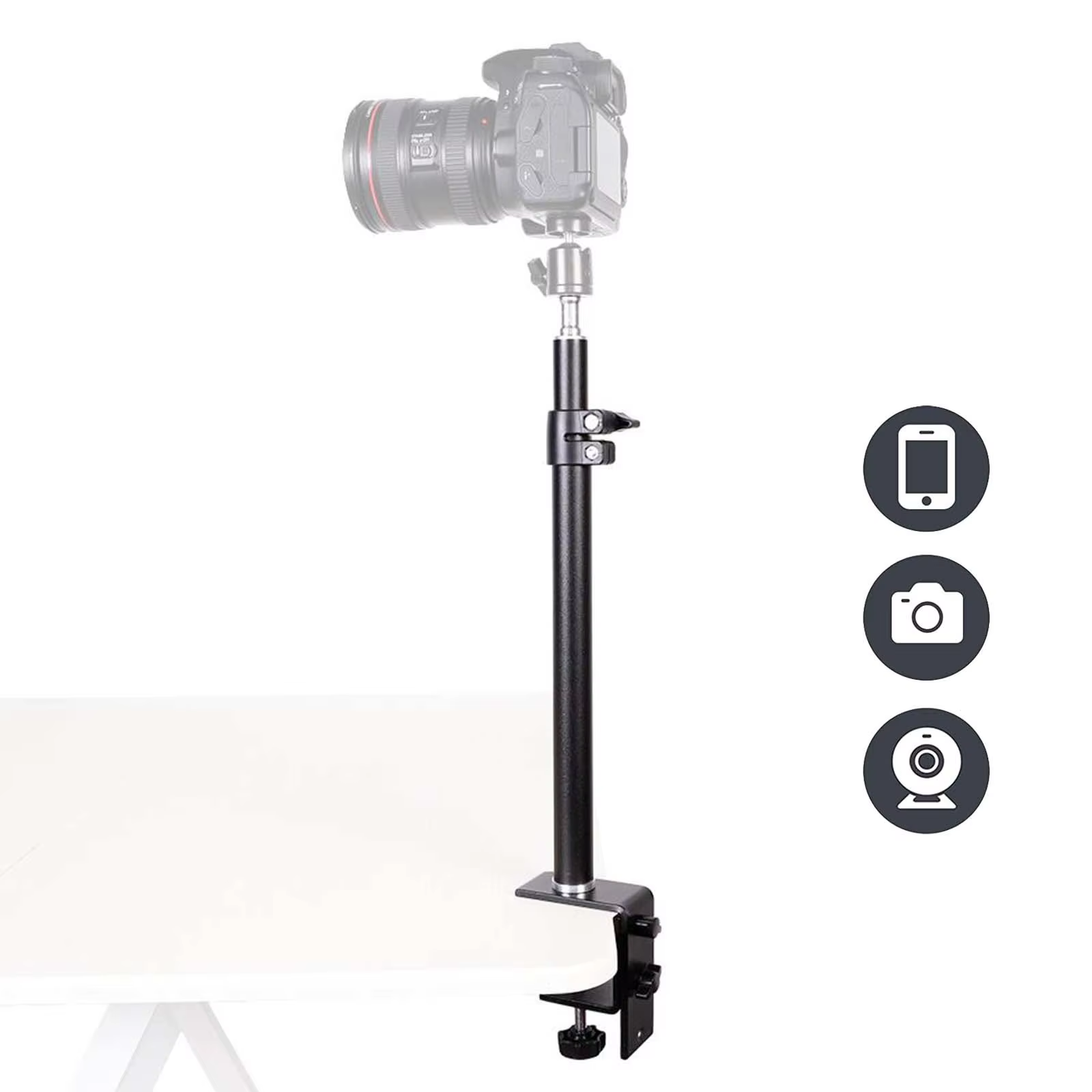 Adjustable Desk Mount Stand with Ball Head for Cameras