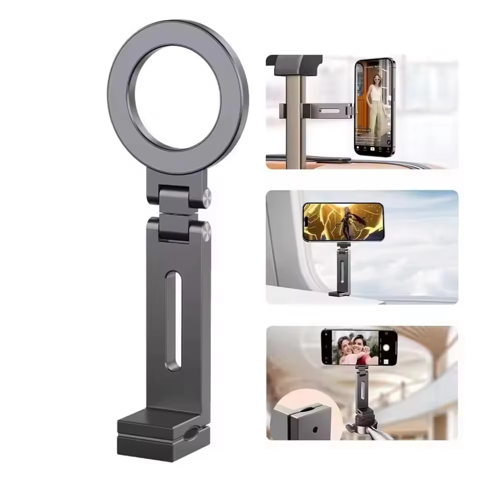 Foldable Magnetic Phone Tripod Holder with 360° Rotation