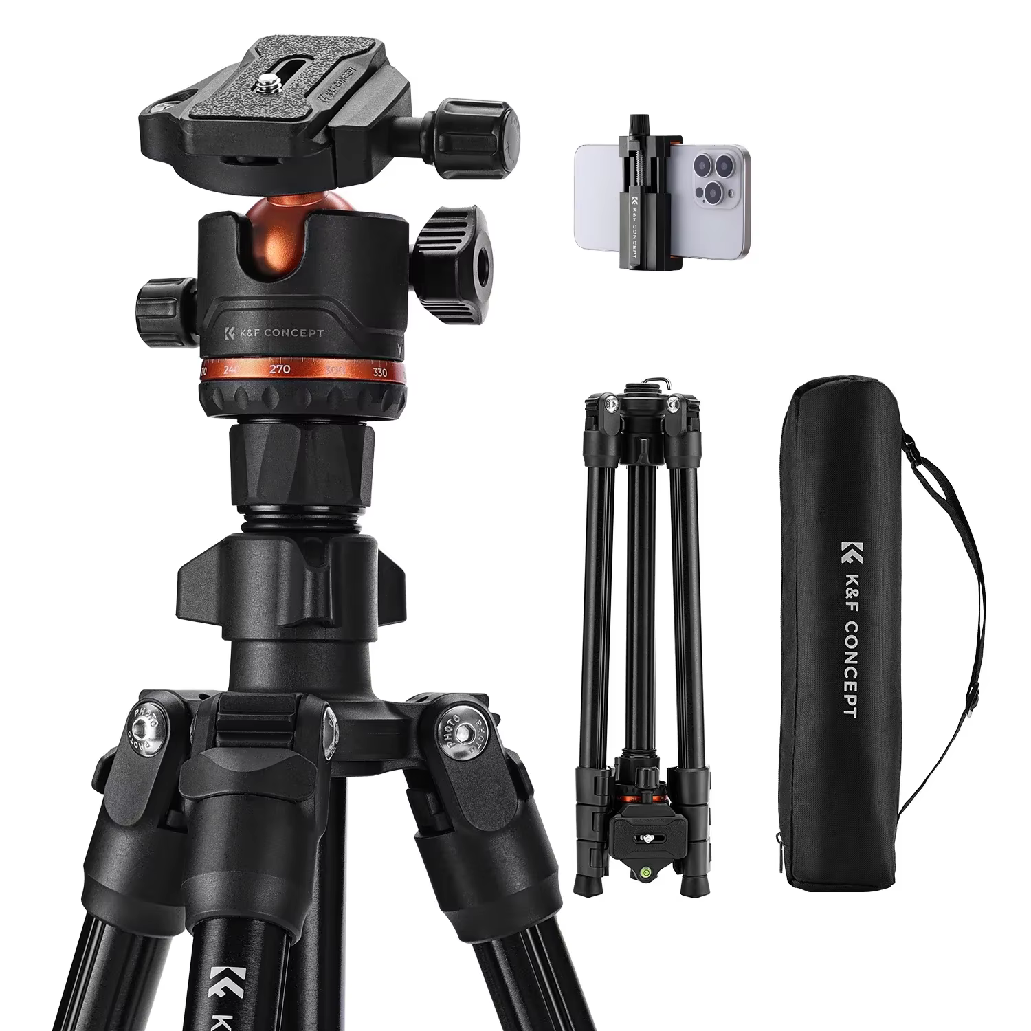 K&F CONCEPT 178cm Lightweight Adjustable Camera Tripod
