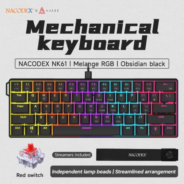 AJAZZ NK61 Wired 60% RGB Mechanical Gaming Keyboard