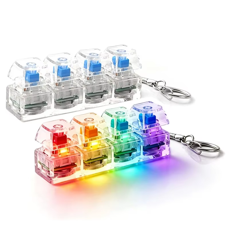 4Keys Illuminated Mechanical Keyboard Keychain Stress Reliever