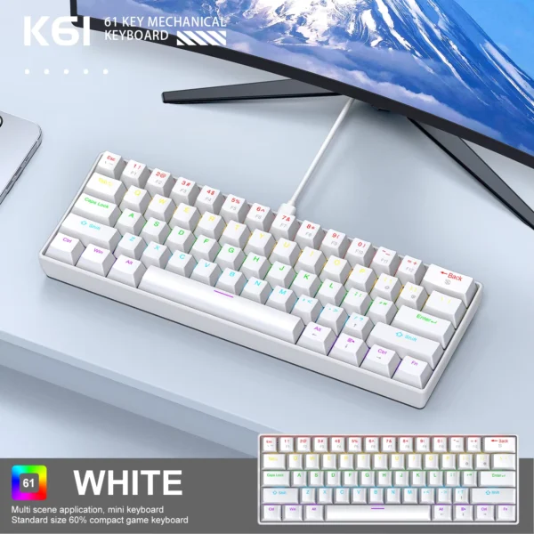 APAYADO K61 Mini Wired Mechanical Keyboard with RGB