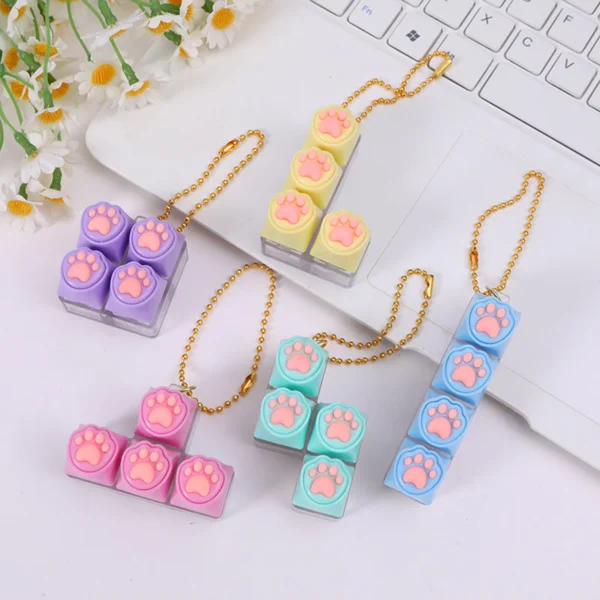 Silicone Cat Paw Keychain Stress Relief Toy for Keyboard Fans