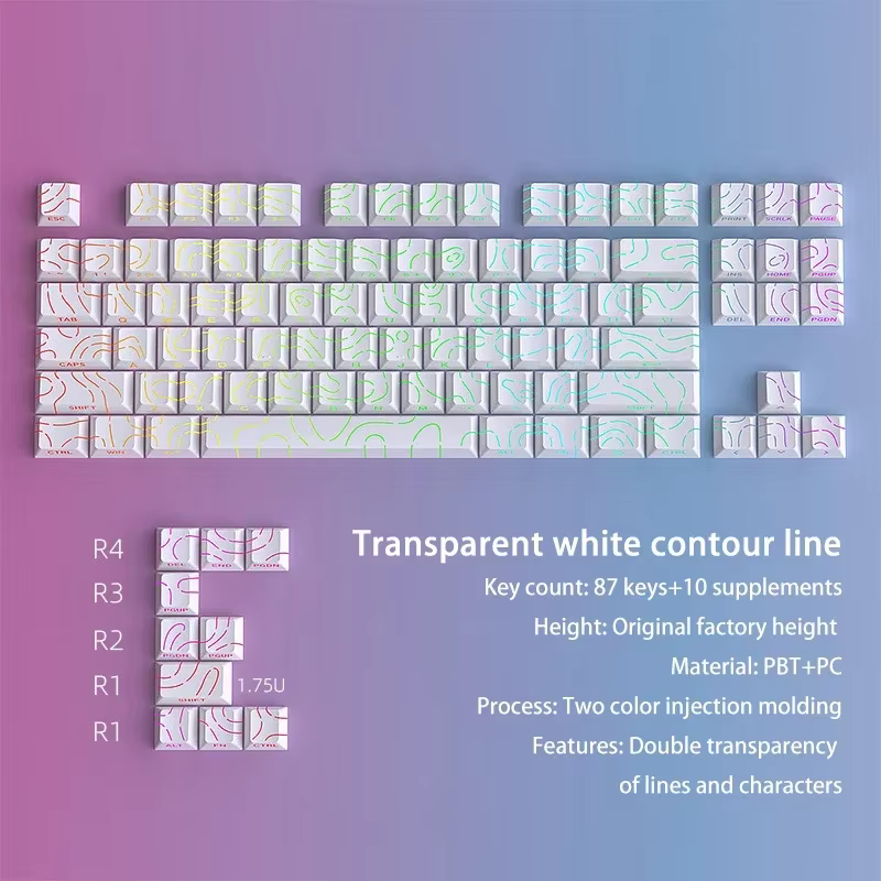 Contour 4.0 PBT Side Engraved Keycap Set 97 Keys White