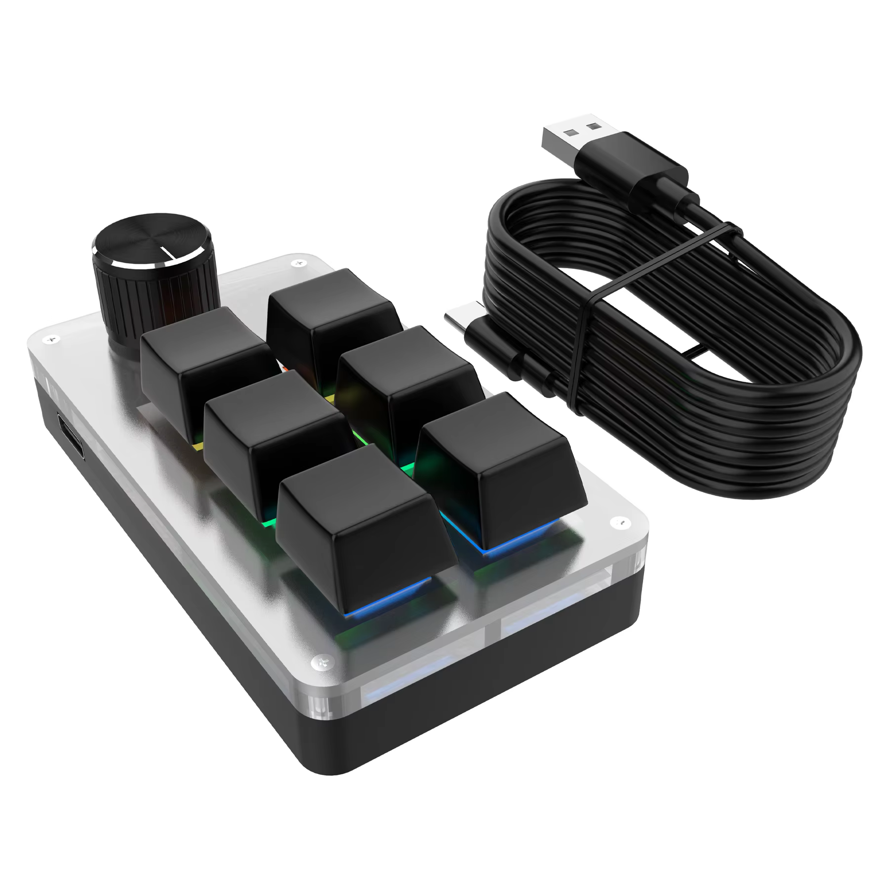 6-Key Mini Mechanical RGB Keyboard with Custom Knob