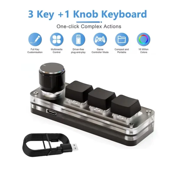 ammtoo Macropad Mechanical Keyboard RGB 3-Key Red Switch