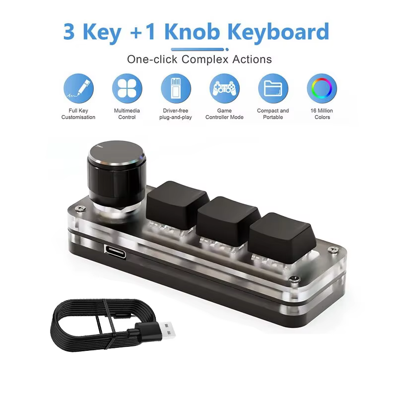 ammtoo Macropad Mechanical Keyboard RGB 3-Key Red Switch