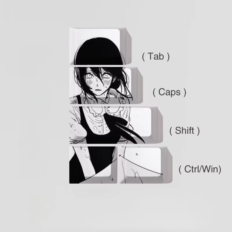 Reze Chainsaw Anime PBT Mechanical Keycaps 5 or 7-Key